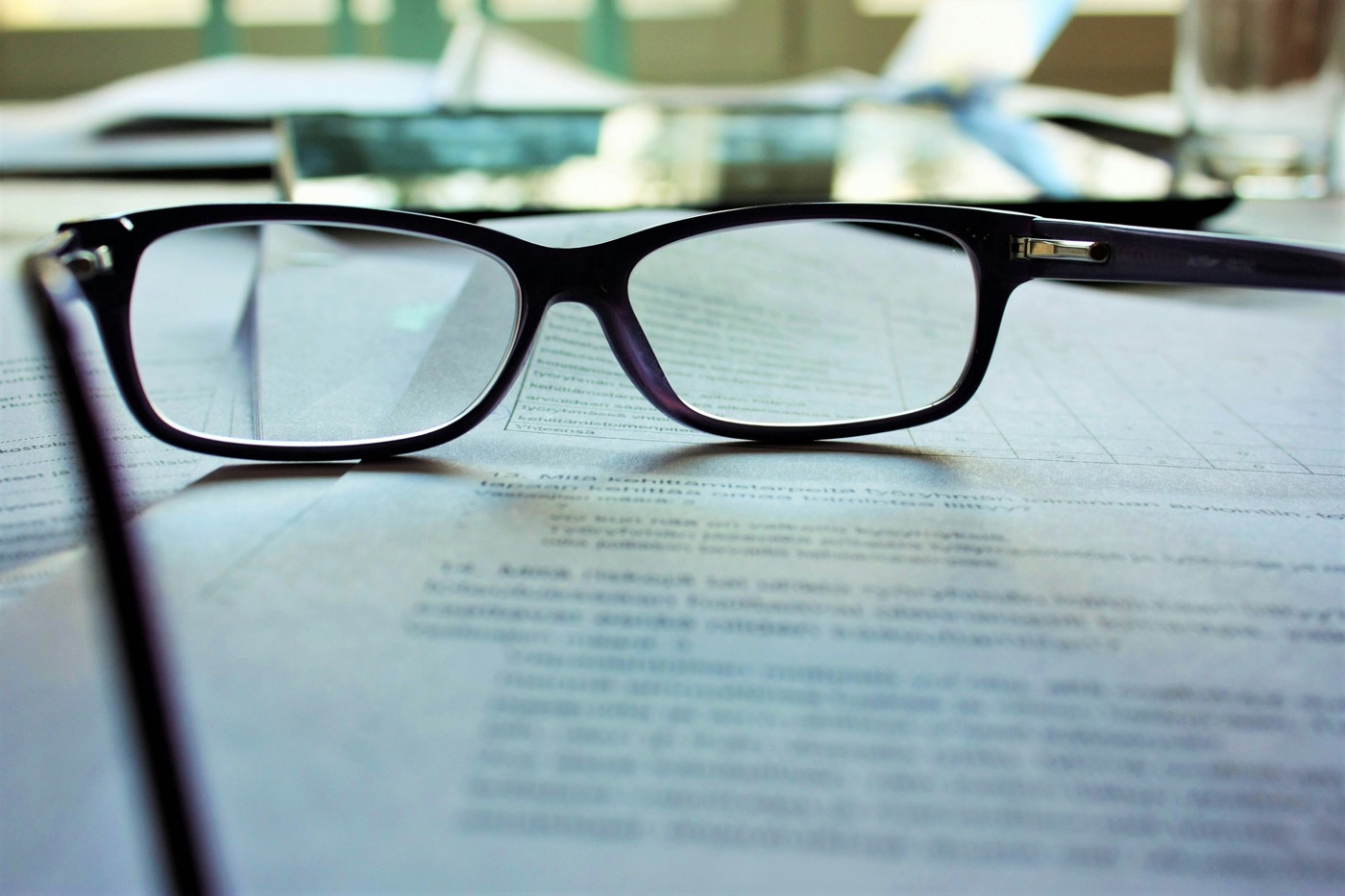 Glasses on a document
